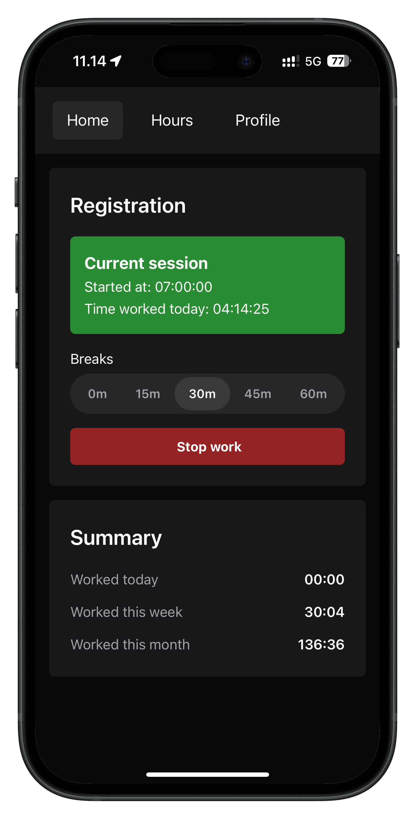 Registrering screenshot