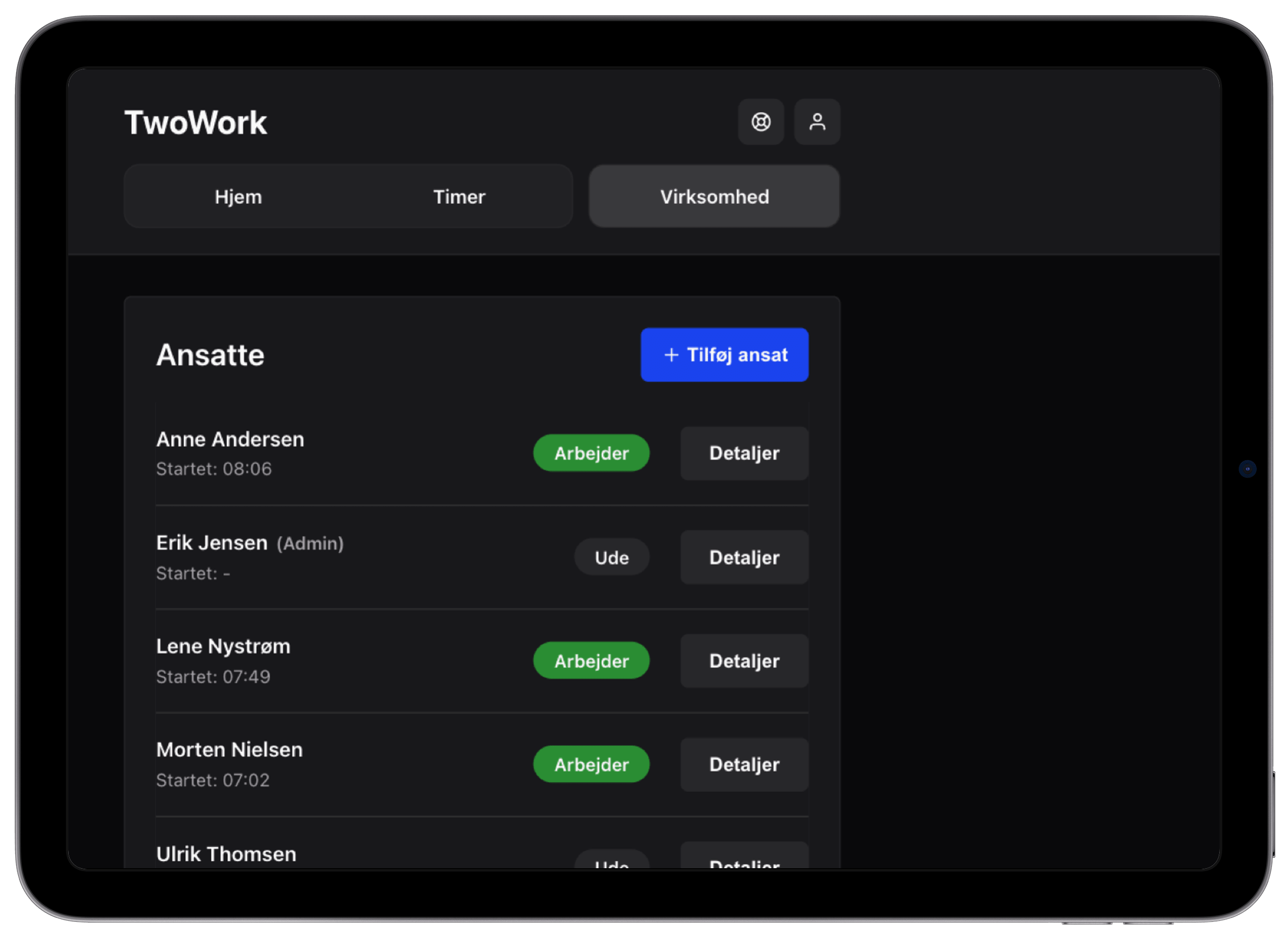 Employees screenshot