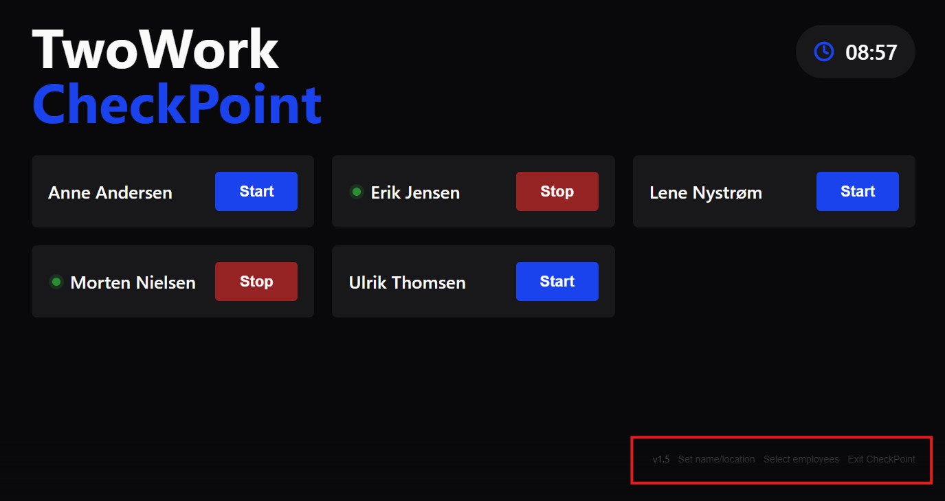 TwoWork CheckPoint with settings